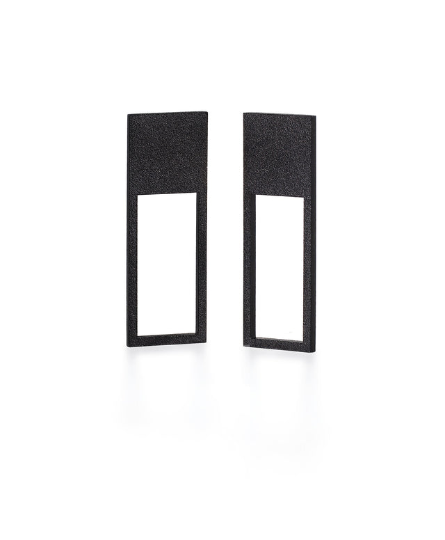 large statement black rectangular earrings from the KONZUK Artus collection