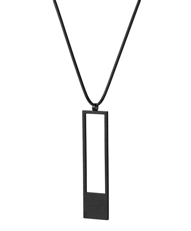 side view of a minimalist rectangular geometric necklace from the KONZUK Artus collection