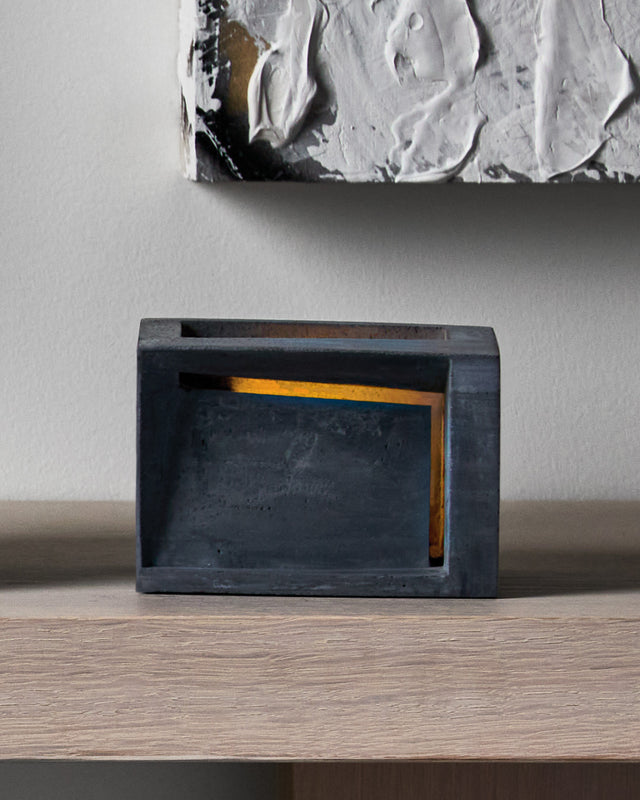 front view of the Pavilion architectural concrete tealight holder from Habitat collection