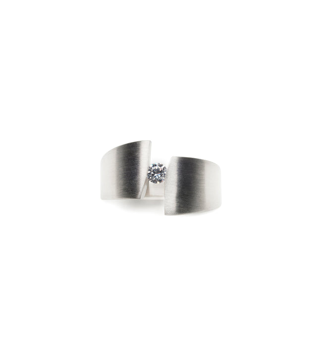 architecturally inspired diamond ring made from stainless steel