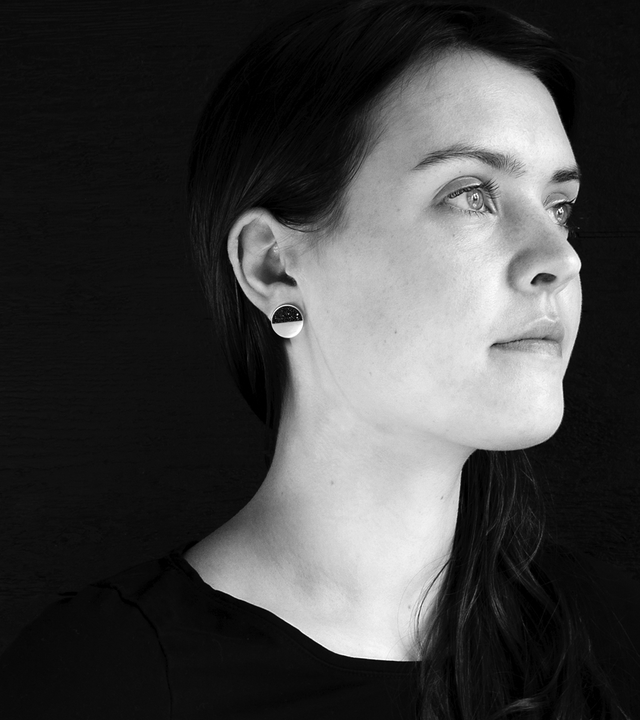 Despina concrete and diamond dust studs achieve minimalist beauty with modernist jewelry design that echoes architectural principles of balance, rhythm and harmony.