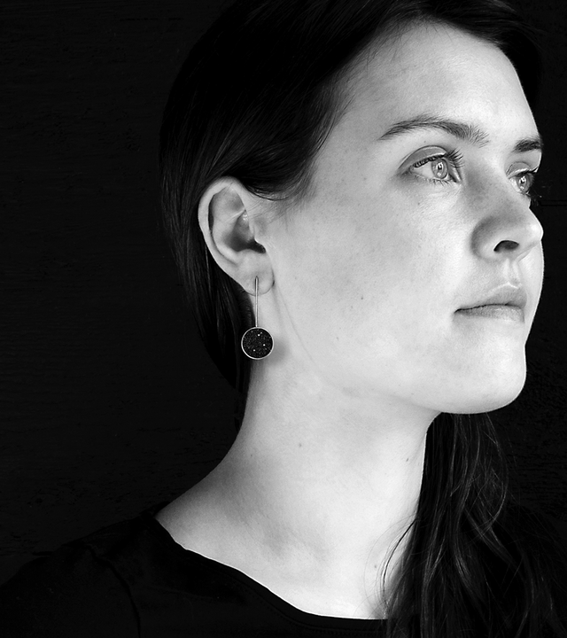 Musica Minor concrete earrings with diamond dust achieve minimalist beauty with modernist jewelry design that echoes architectural principles of balance, rhythm and harmony.