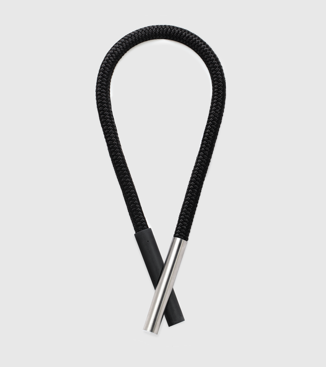 KONZUK Unity black concrete and stainless steel necklace with nylon rope