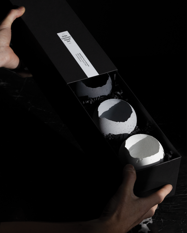 4 concrete vessels packaged as a luxurious gift box set.