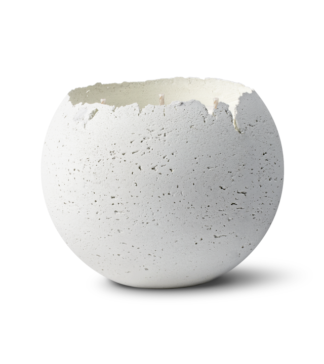 L Orbis 3-wick Concrete Candle - White