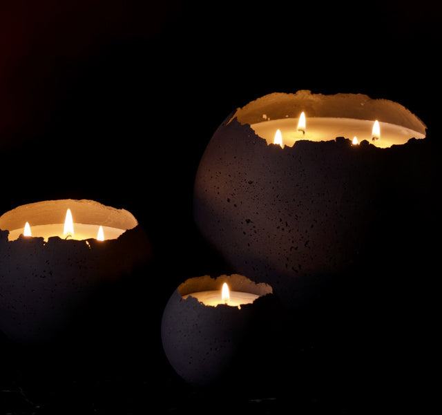 XL Orbis 4-wick Concrete Candle - Black