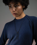 a light and minimal rectangular black powder coated stainless steel necklace from the KONZUK Artus collection