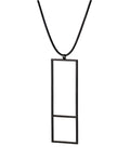 side view of a minimalist sculptural necklace that is rectangular and geometric from the KONZUK Artus collection
