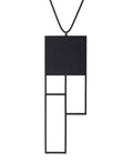 A large rectangular black sculptural necklace from the KONZUK Artus collection called Ratio Rp6