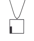 simple and elegant minimalist square pendant in black powder coated stainless steel from the KONZUK Artus collection