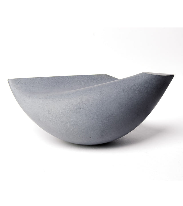 Backview of large (Mère) Oiseau bird tabletop sculpture in charcoal grey concrete.