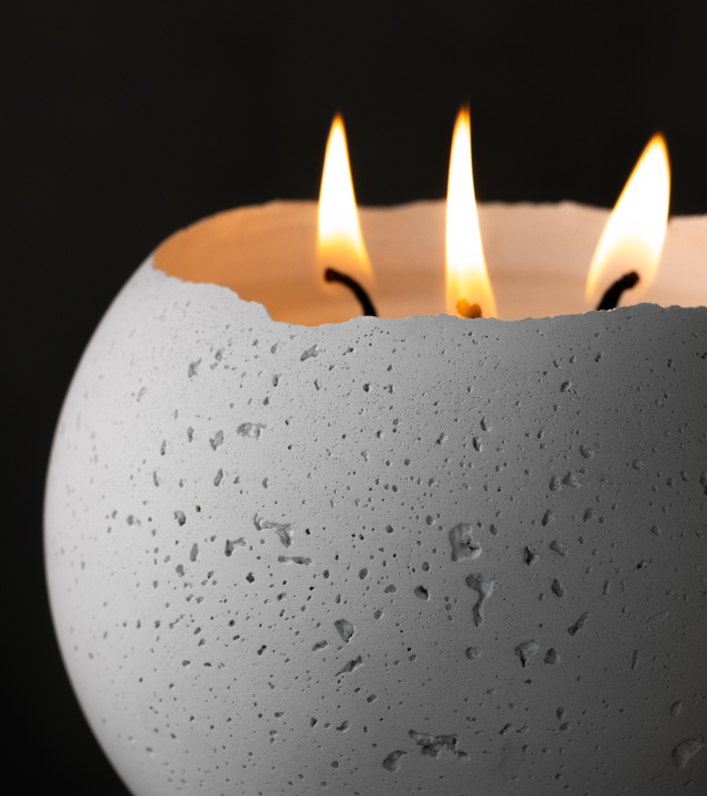 L Orbis 3-wick Concrete Candle - Natural