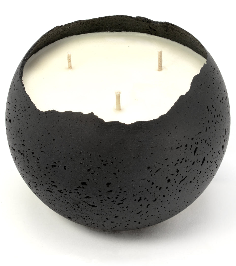L Orbis 3-wick Concrete Candle - Black