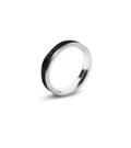 Profile of elegant diamond dust-and-concrete stainless steel ring.