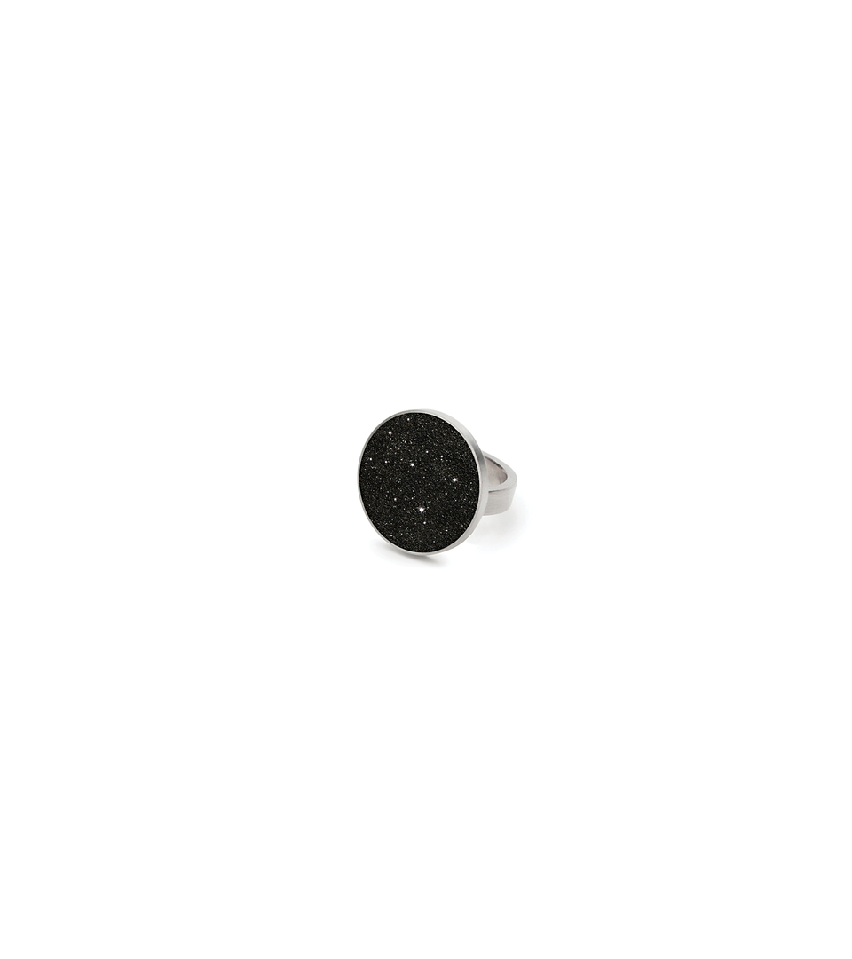Minimalist Antares Minor concrete and stainless steel ring with infused diamond dust that echoes the starry night sky.