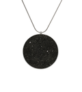 Maia Major concrete necklace set with diamond dust inside a minimalist stainless steel geometric form hanging centred from an elegant chain.