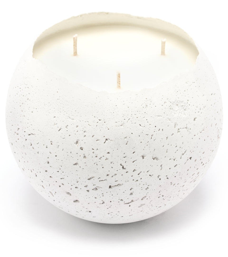 L Orbis 3-wick Concrete Candle - White